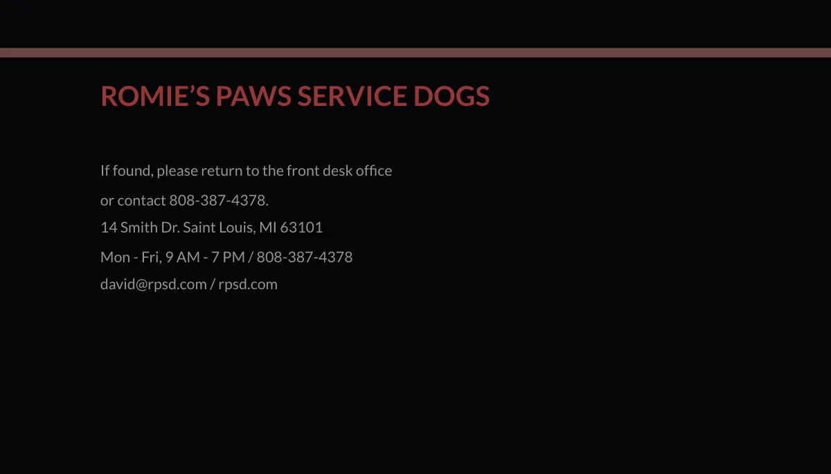 Free Sample Service Dog/Animal ID Card Template to Edit Online