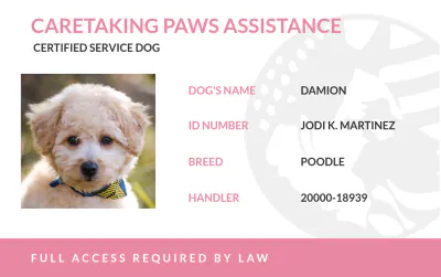 Free Service Dog ID Card Template to Edit Online