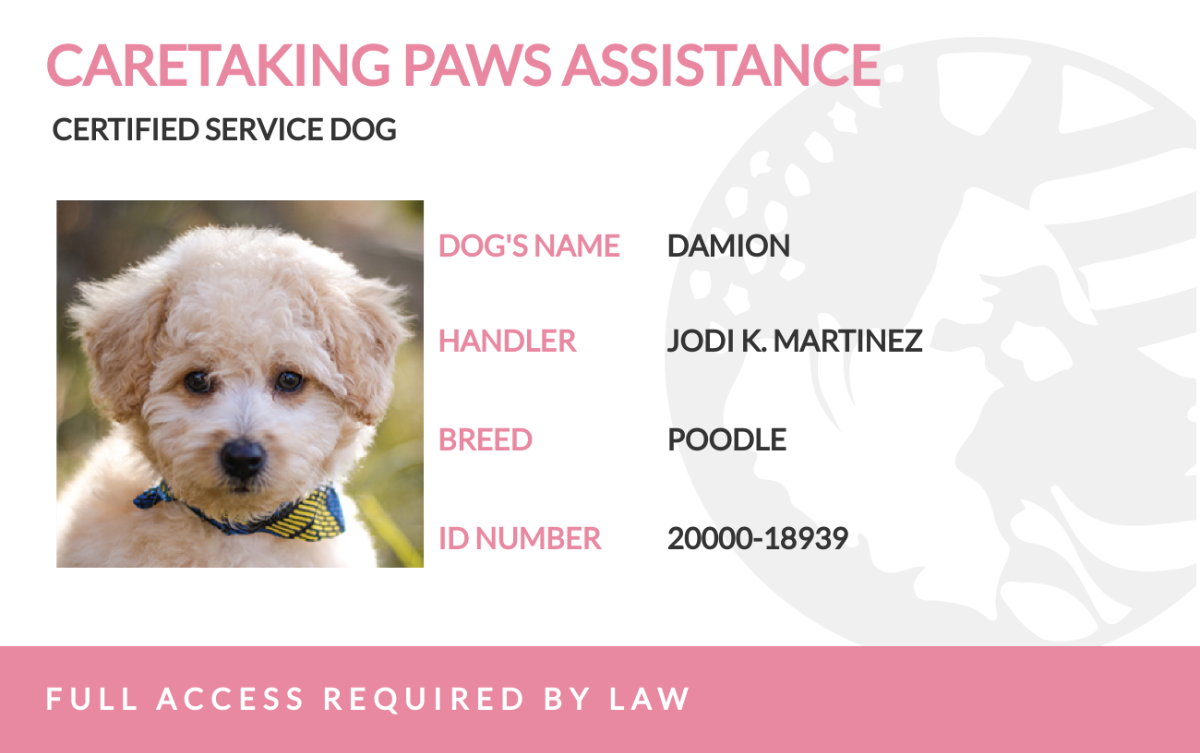 Service Dog ID Card Template