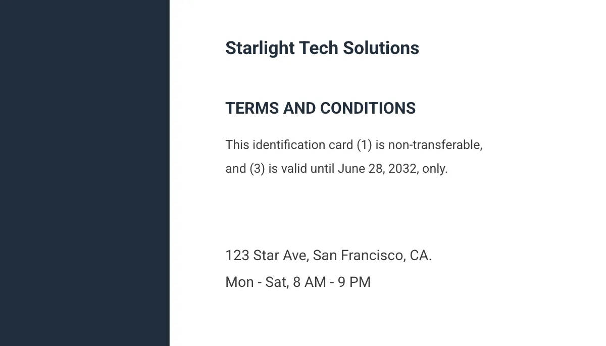 Free Simple Employee ID Card Template to Edit Online