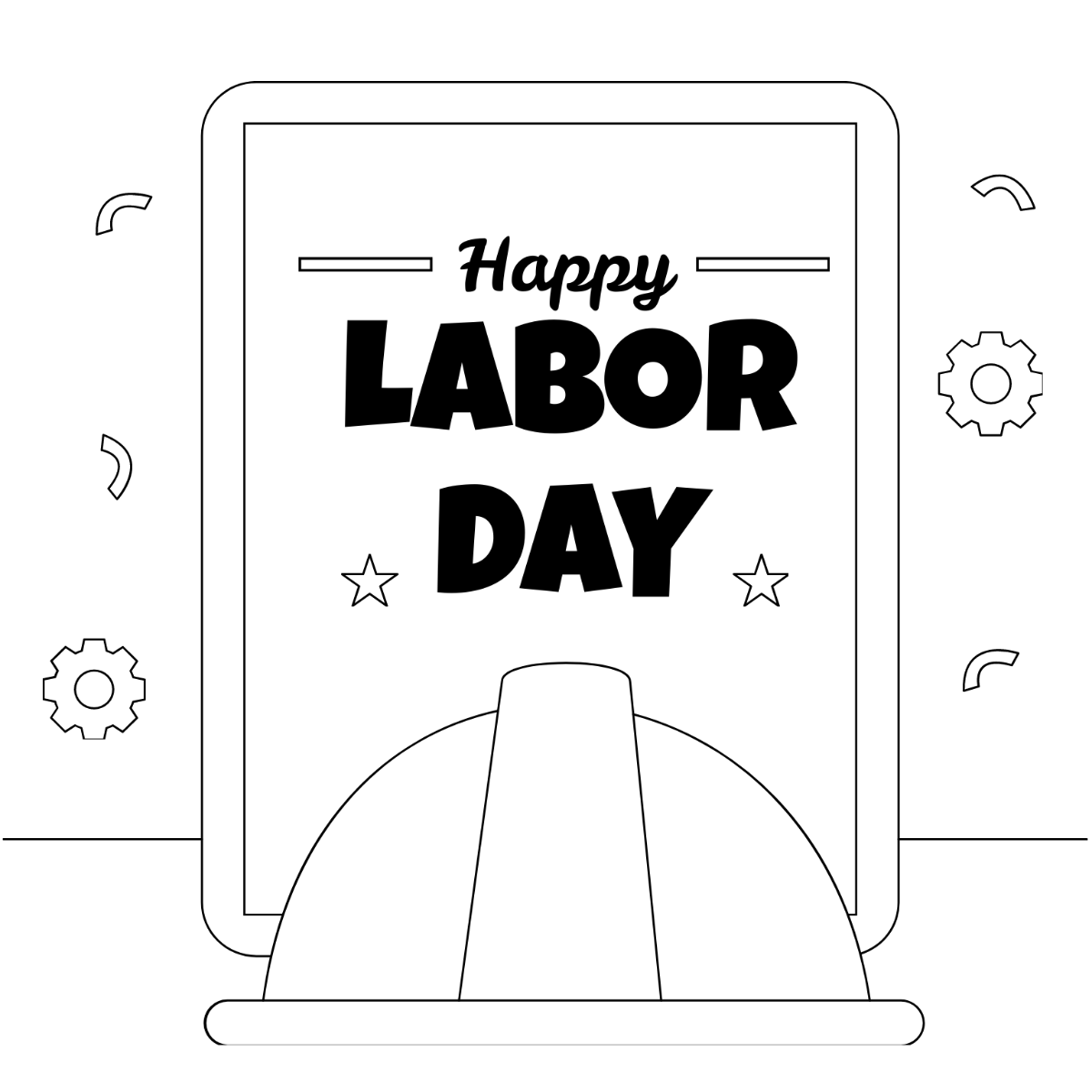 Labor Day Greeting Card Drawing Template