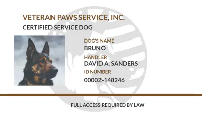 Free Simple Service Dog/Animal ID Card Template to Edit Online
