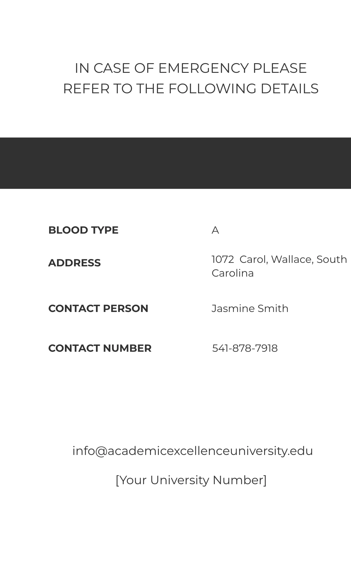 Free Simple University ID Card Template to Edit Online