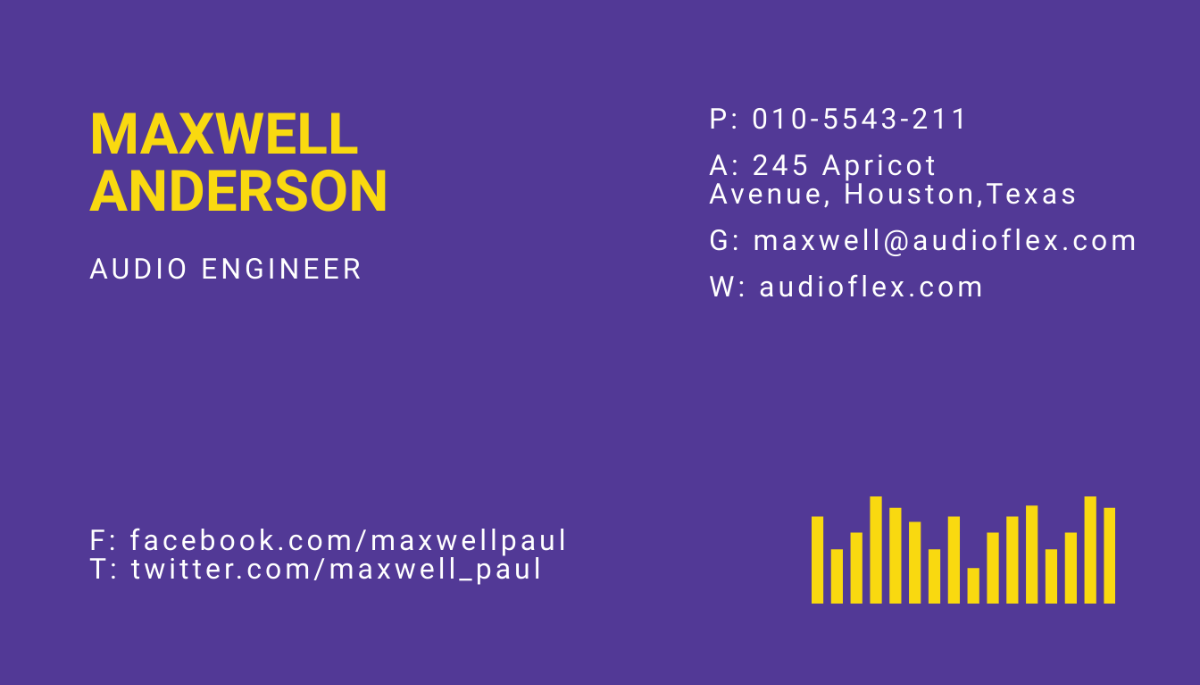 Free Audio Engineer Business Card Template
