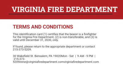 Free Fire Department ID Card Template to Edit Online
