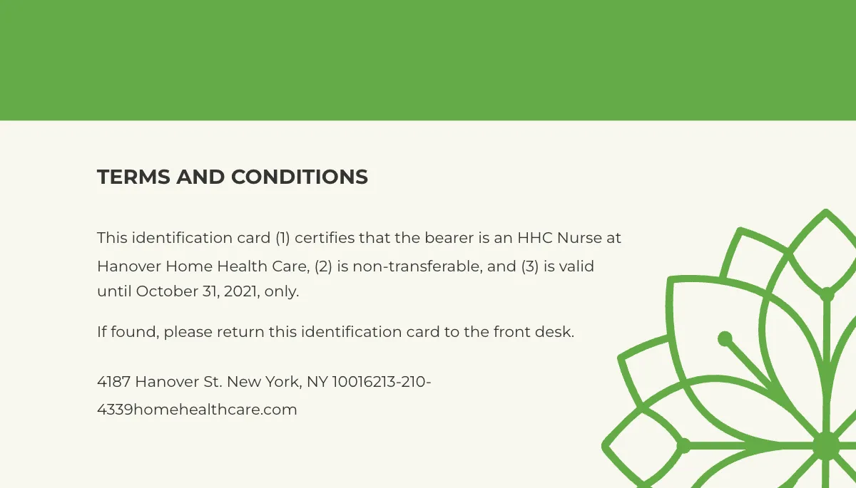 Free Homecare ID Card Template to Edit Online