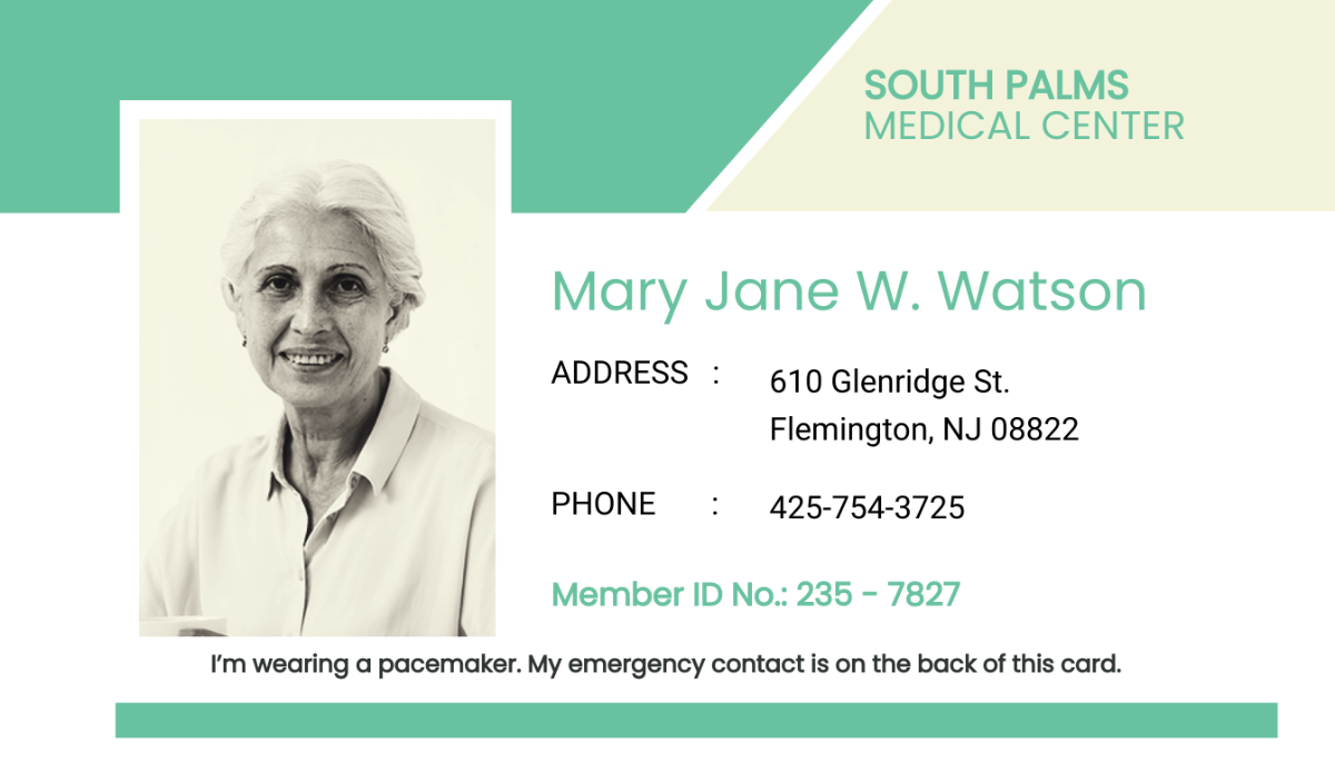 Pacemaker ID Card Template