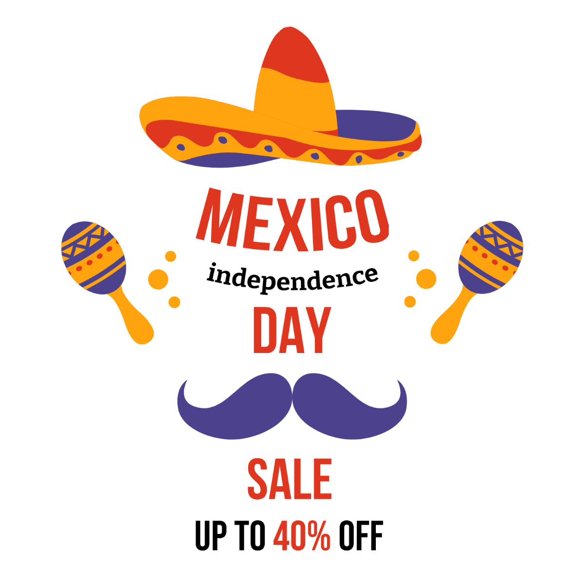 Mexican Independence Day Sale Illustration Template