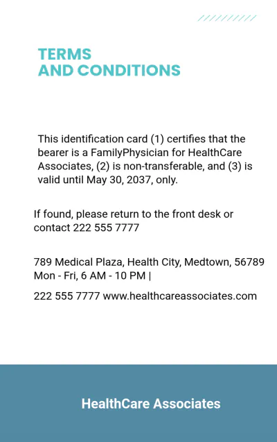 Free Physician ID Card Template to Edit Online