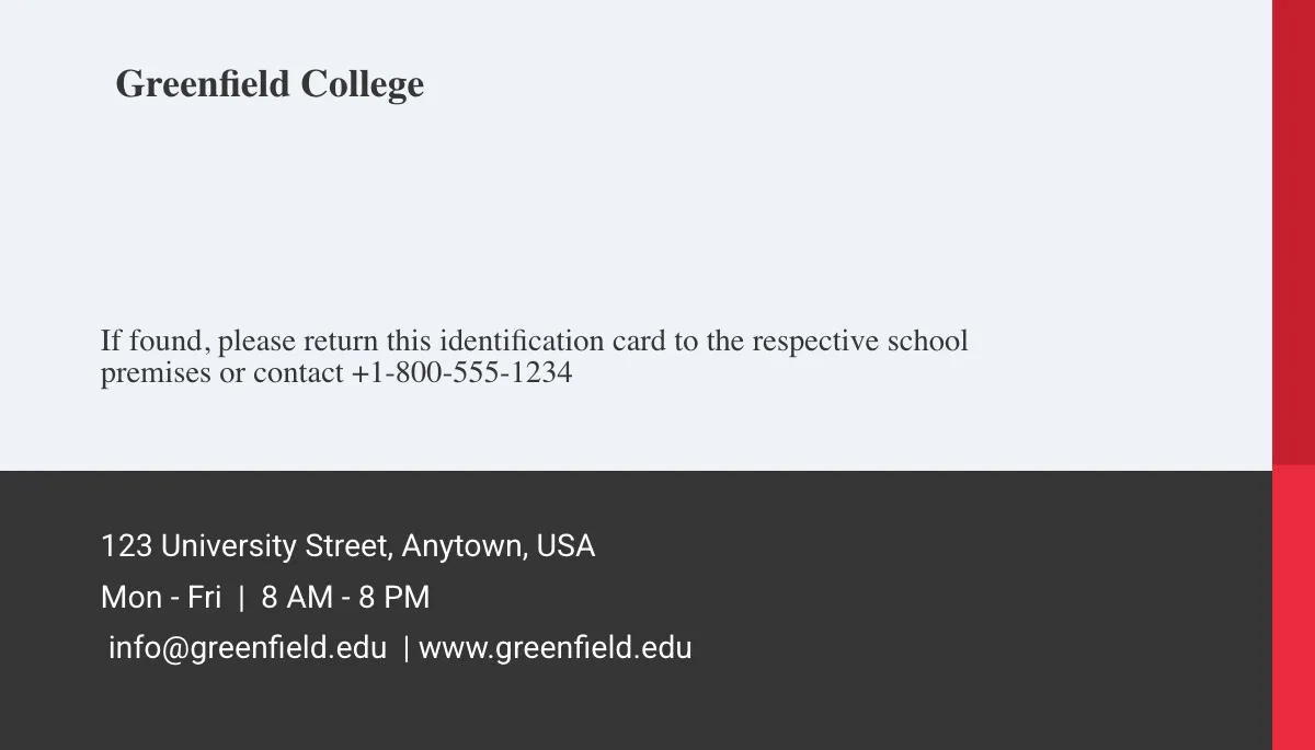 Free Printable College ID Card Template to Edit Online