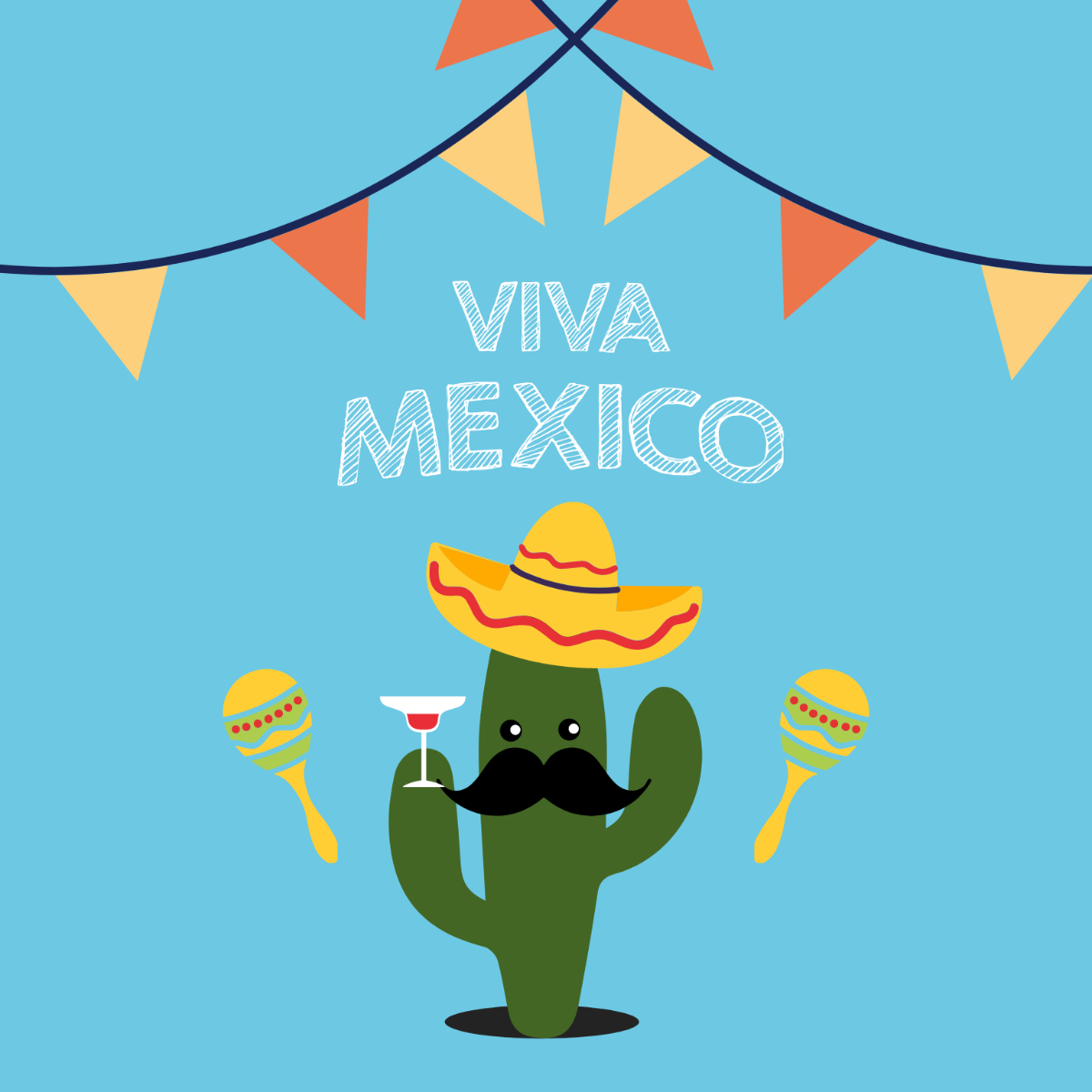 Mexican Independence Day Flat Design Vector Template