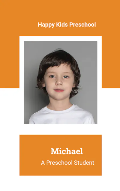 Free Preschool ID Card Template to Edit Online