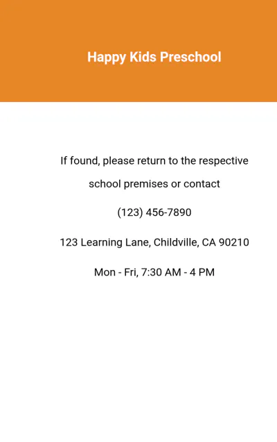 Free Preschool ID Card Template to Edit Online