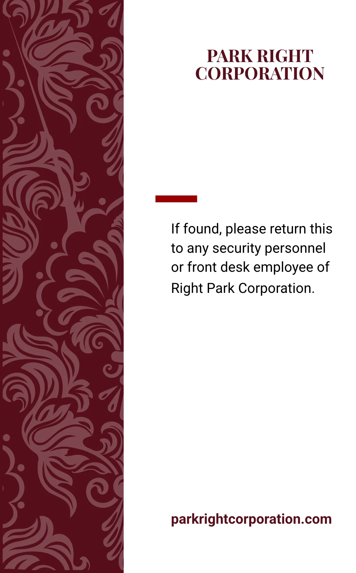 Free Valet Service ID Card Template to Edit Online