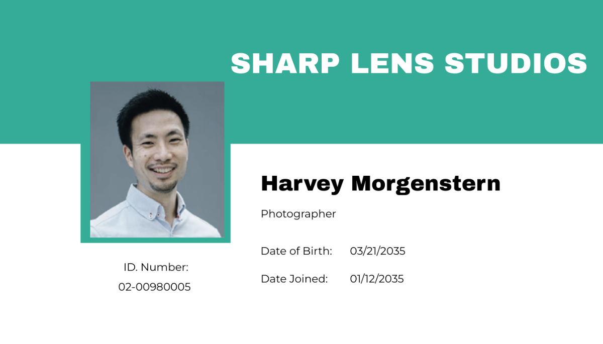 Professional Photographer ID Card Template - Edit Online & Download