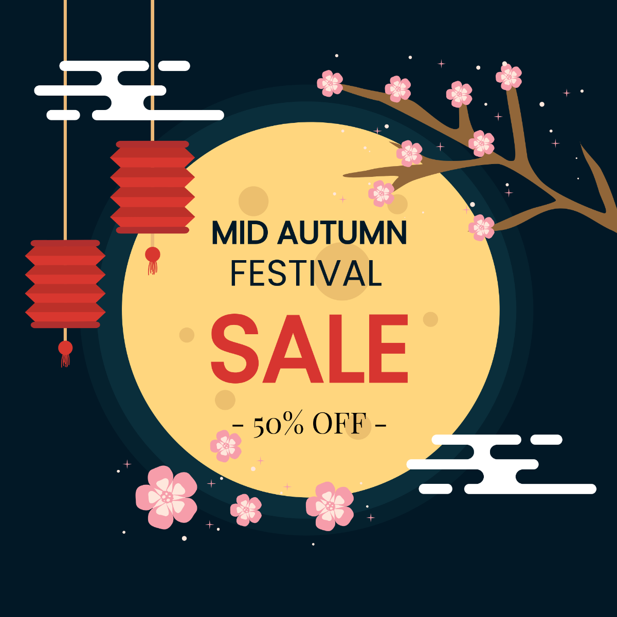 Mid-Autumn Festival Sale Illustration Template