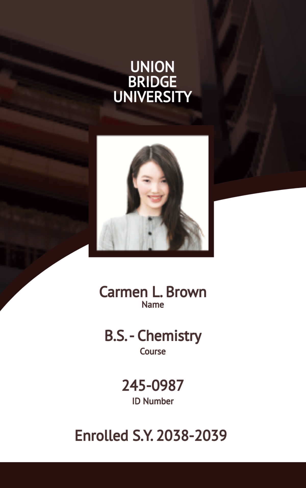 Student ID Card Format Template