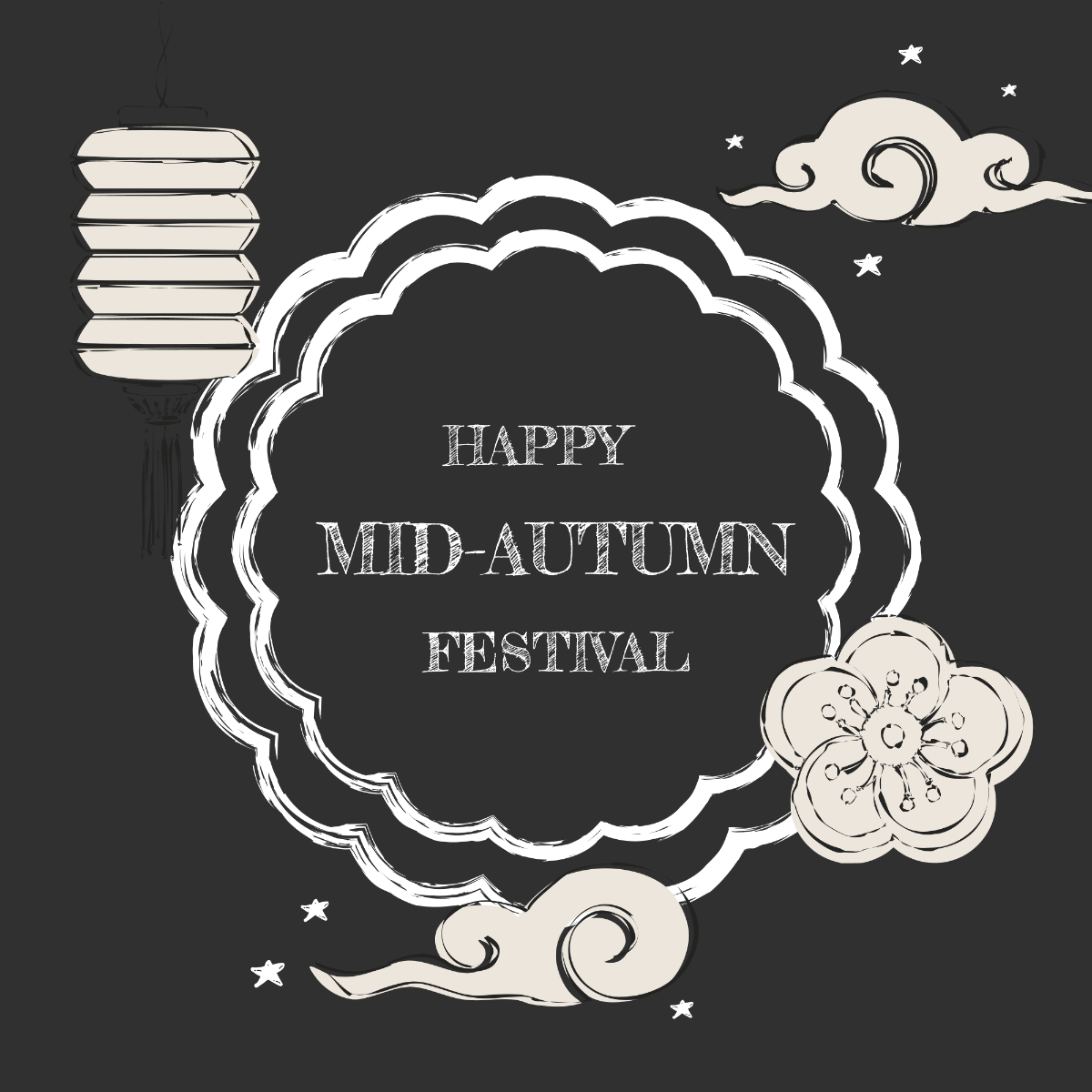 Mid-Autumn Festival Chalk Design Vector