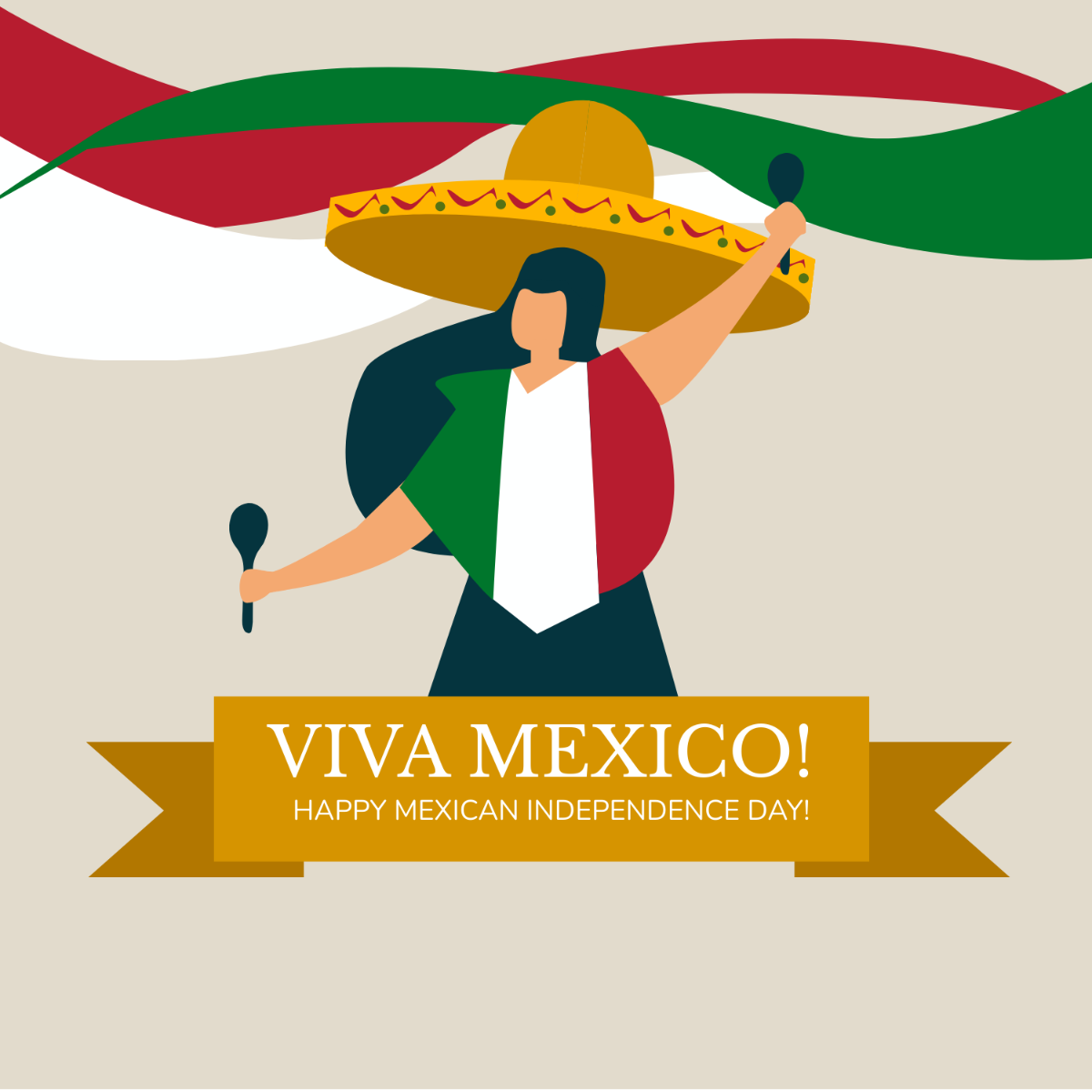 Happy Mexican Independence Day Illustration Template