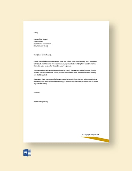 Rent Increase Letter To Tenants