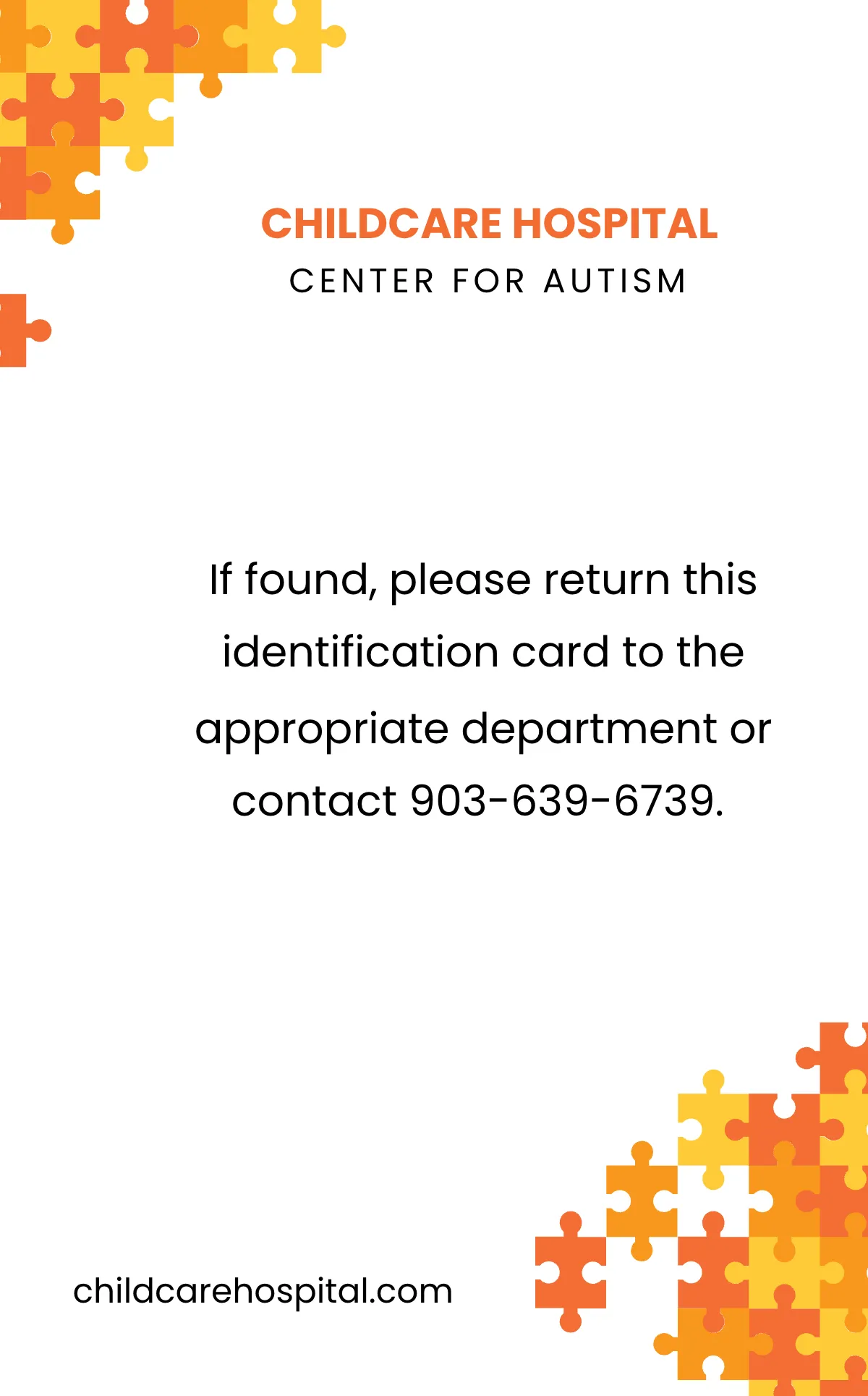 Free Autism ID Card Template to Edit Online