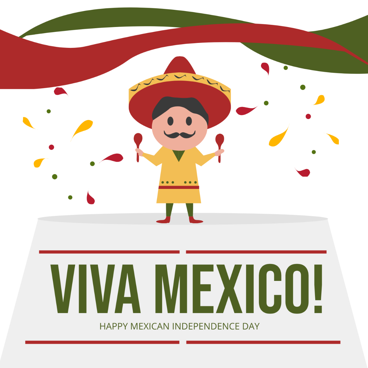 Cartoon Mexican Independence Day Vector Template