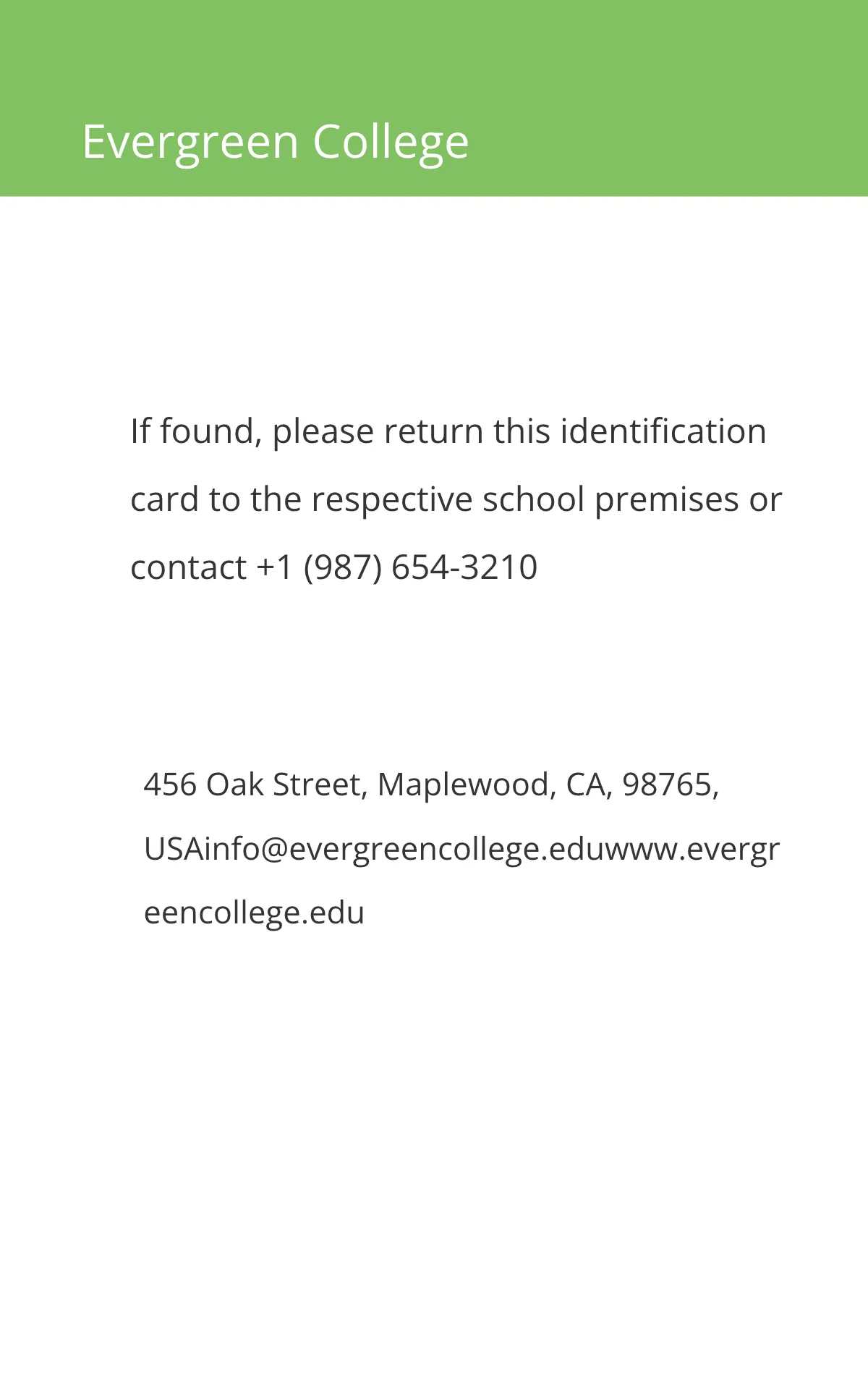 Free Blank College ID Card Template to Edit Online