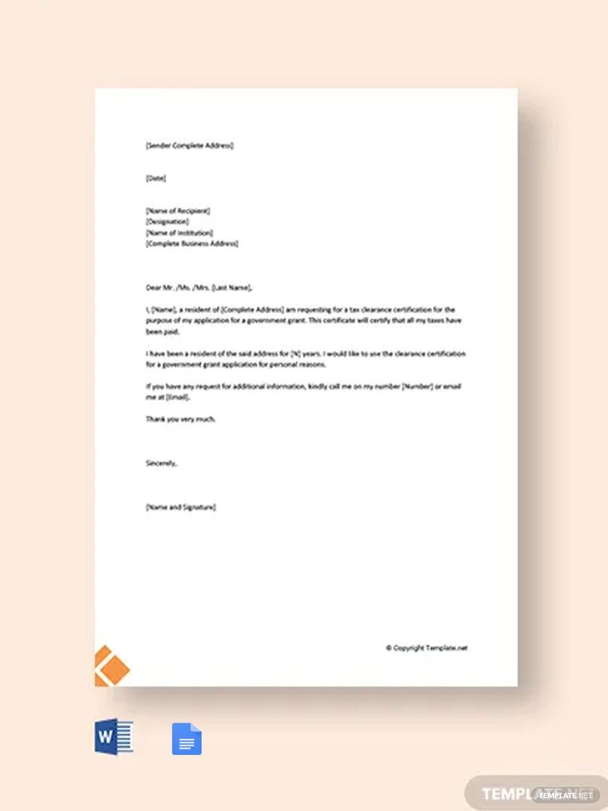 Free Request Letter For Clearance Certificate Template
