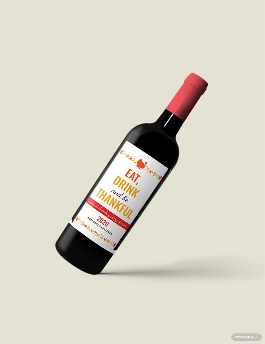 Thanksgiving Wine Bottle Label Template