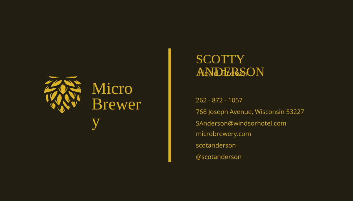Free Micro Brewery Business Card Template