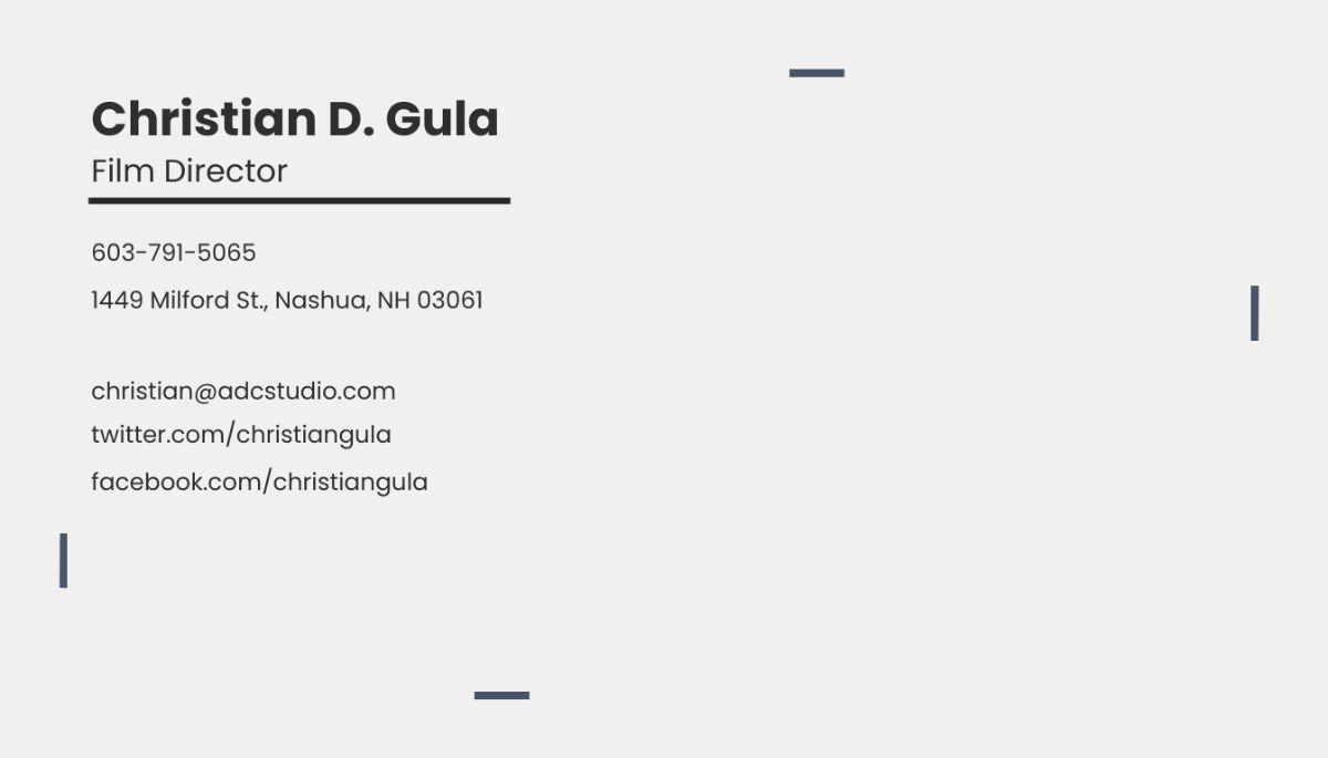Free Movie Director Business Card Template