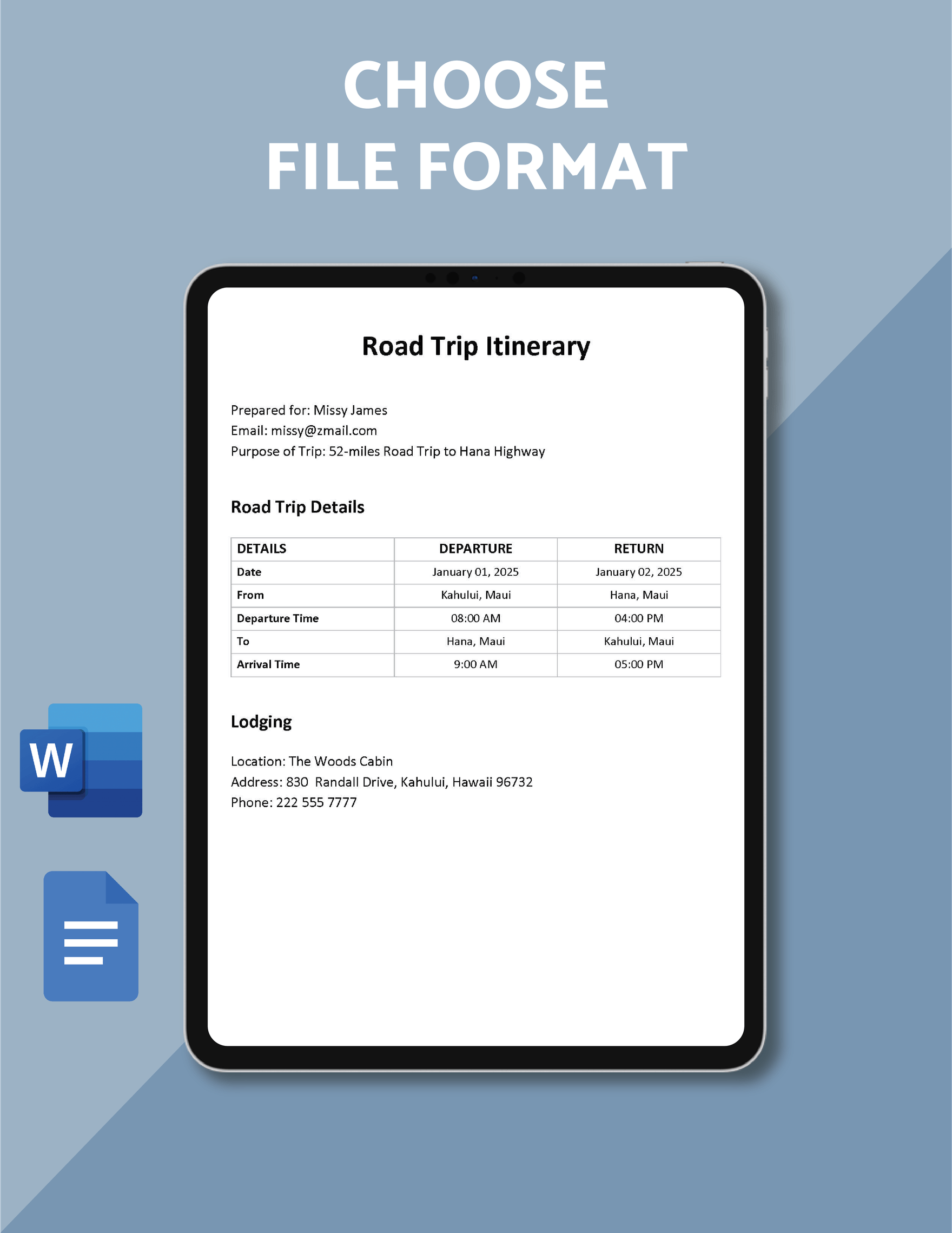 Best Road Trip Itinerary Template