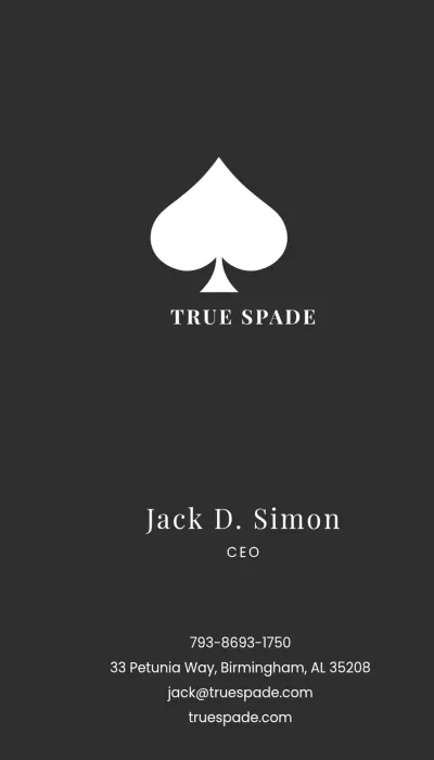 Free Spade Modern Business Card Template to Edit Online