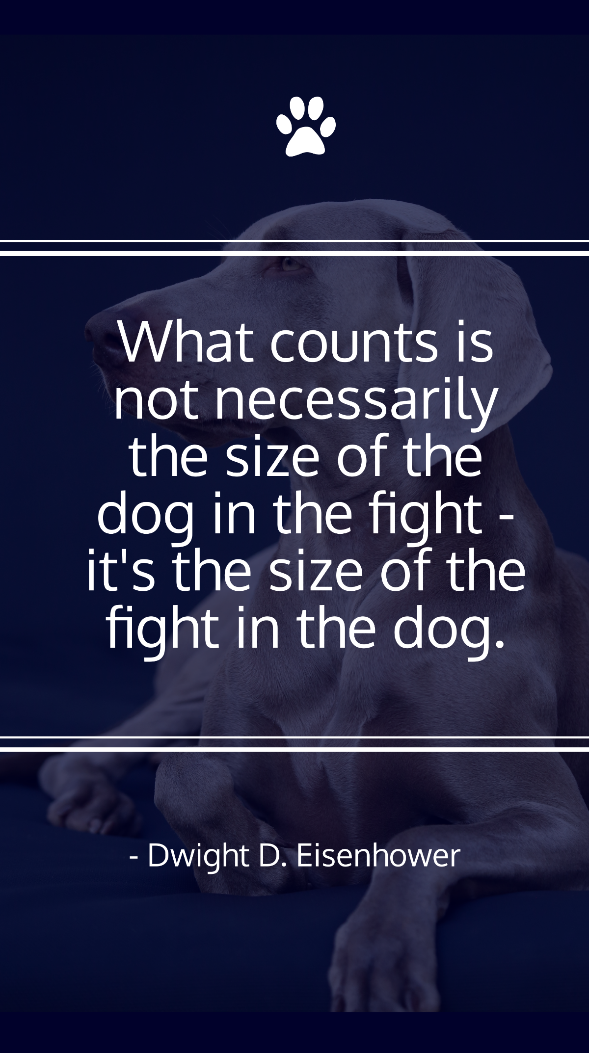 Dwight D. Eisenhower - What counts is not necessarily the size of the dog in the fight - it's the size of the fight in the dog. Template