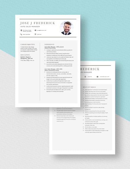 Auto Sales Manager Resume Download