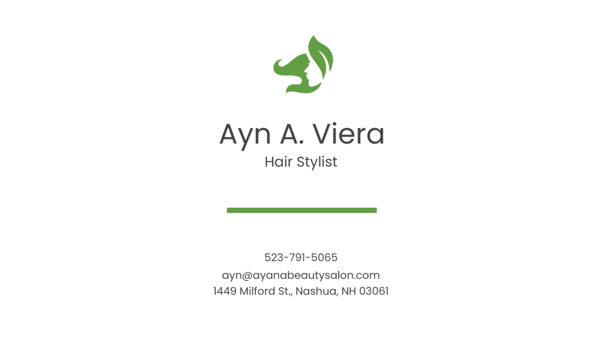 Free Natural Beauty Salon Business Card Template