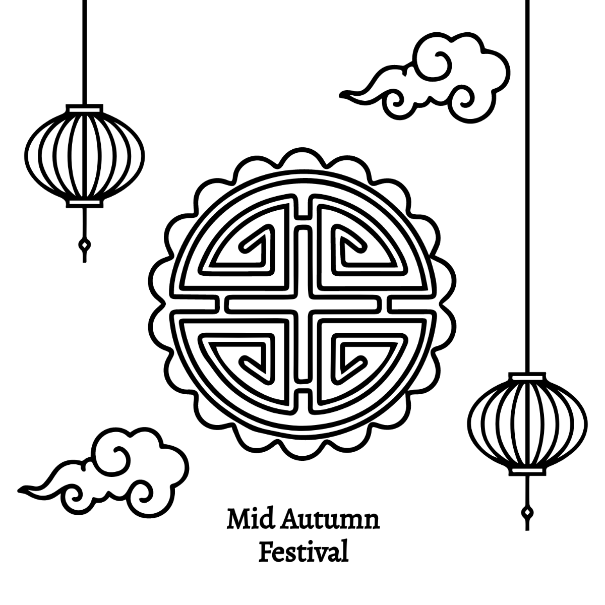 Mid-Autumn Festival Drawing Vector Template