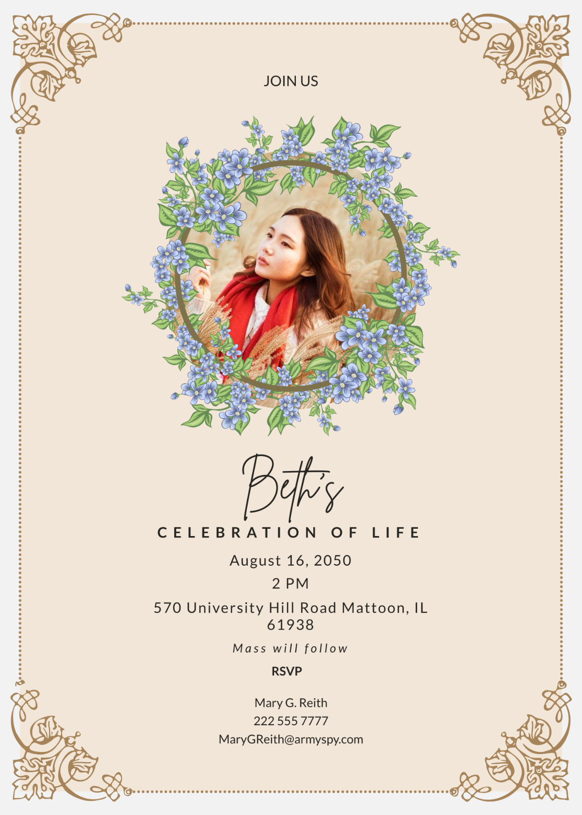 Wildflower Celebration Of Life Funeral Invitation