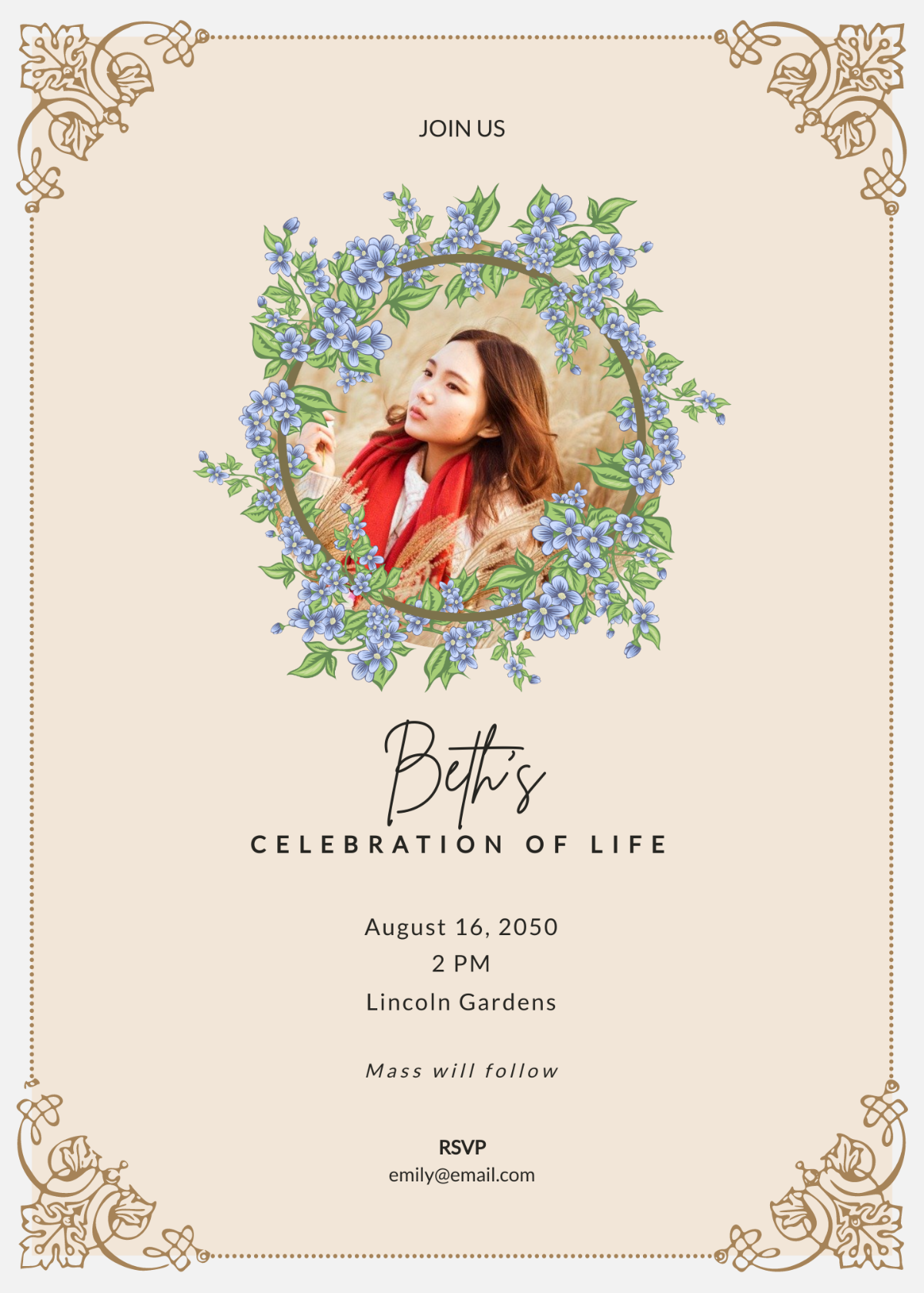 Free Wildflower Celebration Of Life Funeral Invitation Template