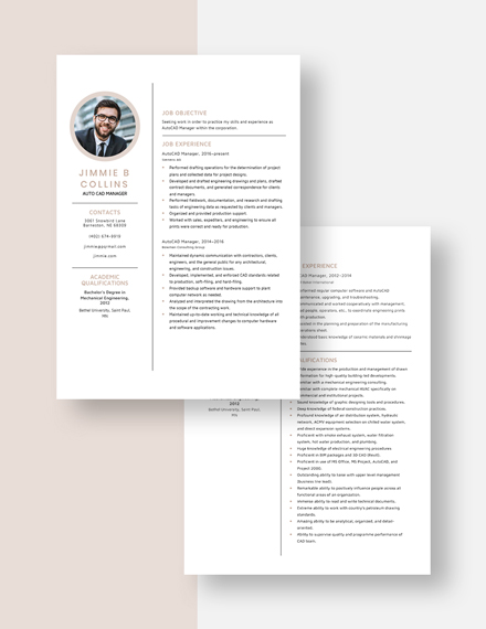 AutoCAD Manager Resume Download