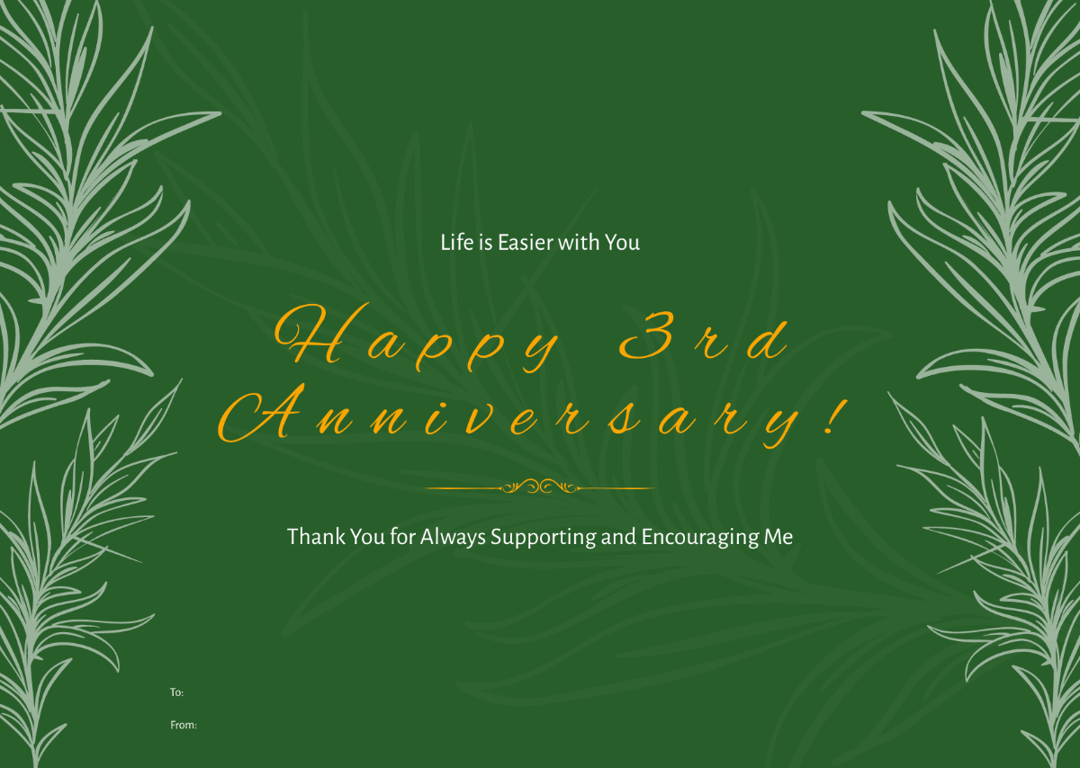 Blank Anniversary Greeting Card Template