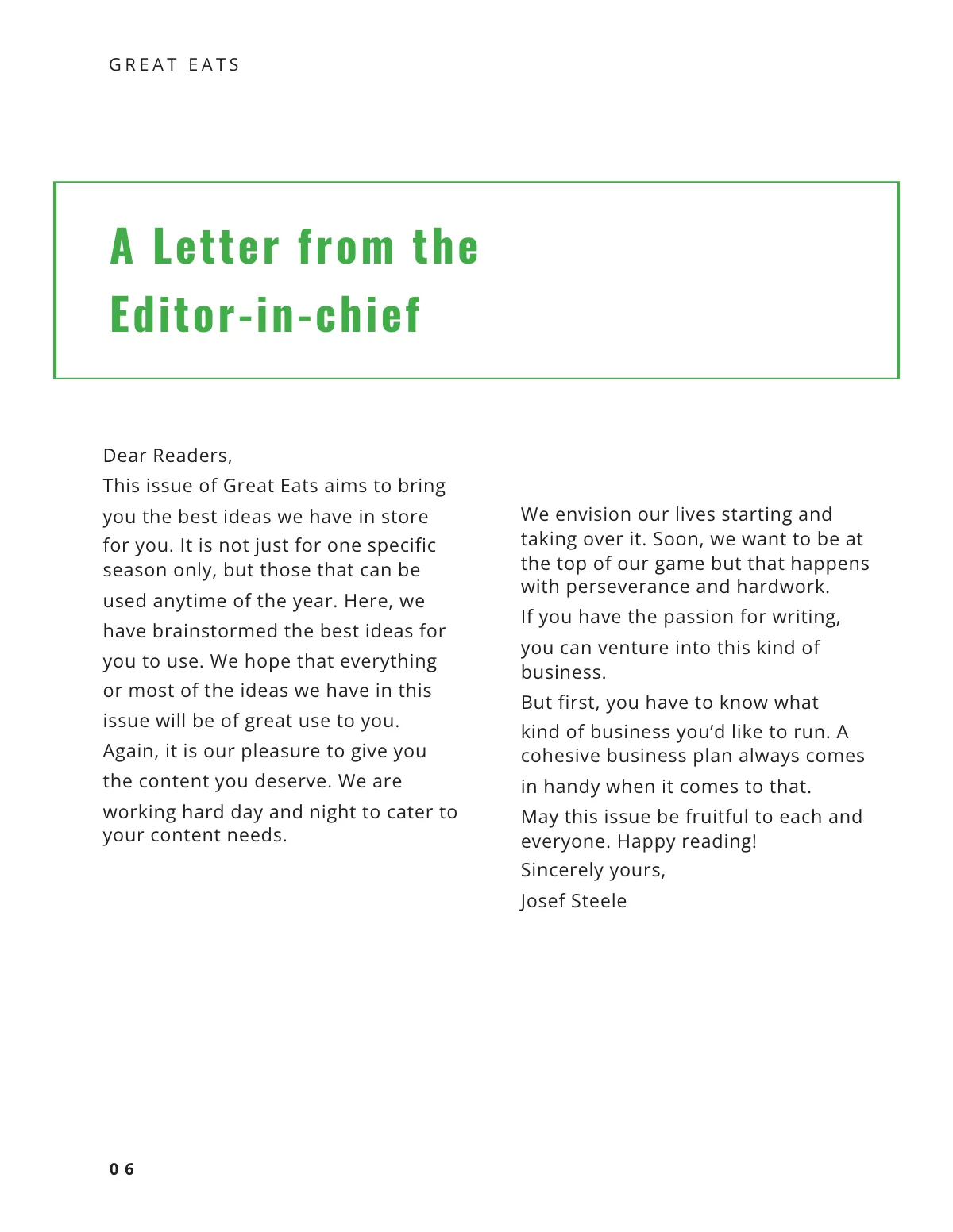 Free Restaurant Magazine Template to Edit Online