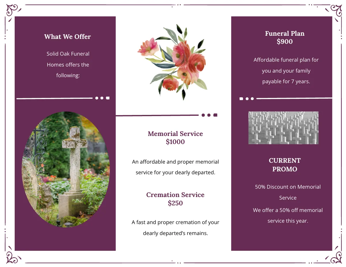 Free Blank Catholic Funeral Tri-Fold Brochure Template to Edit Online