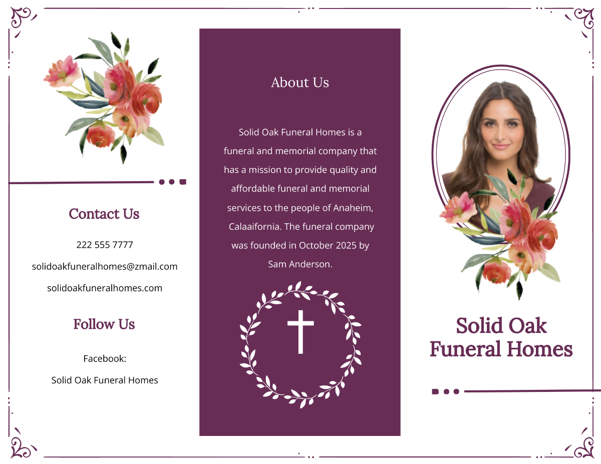 Blank Catholic Funeral Tri-Fold Brochure Template