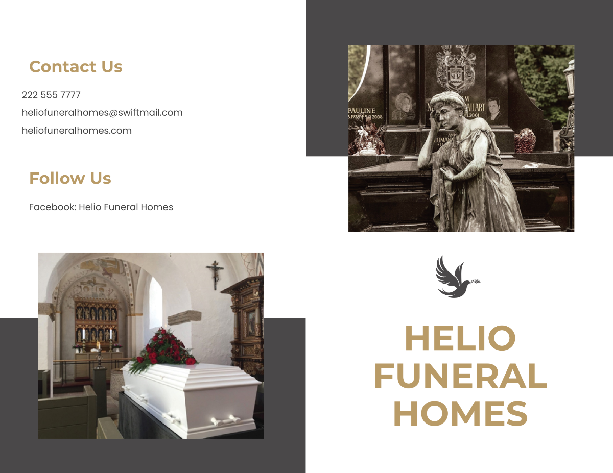 Burial Funeral Service Bi-Fold Brochure Template - Edit Online & Download