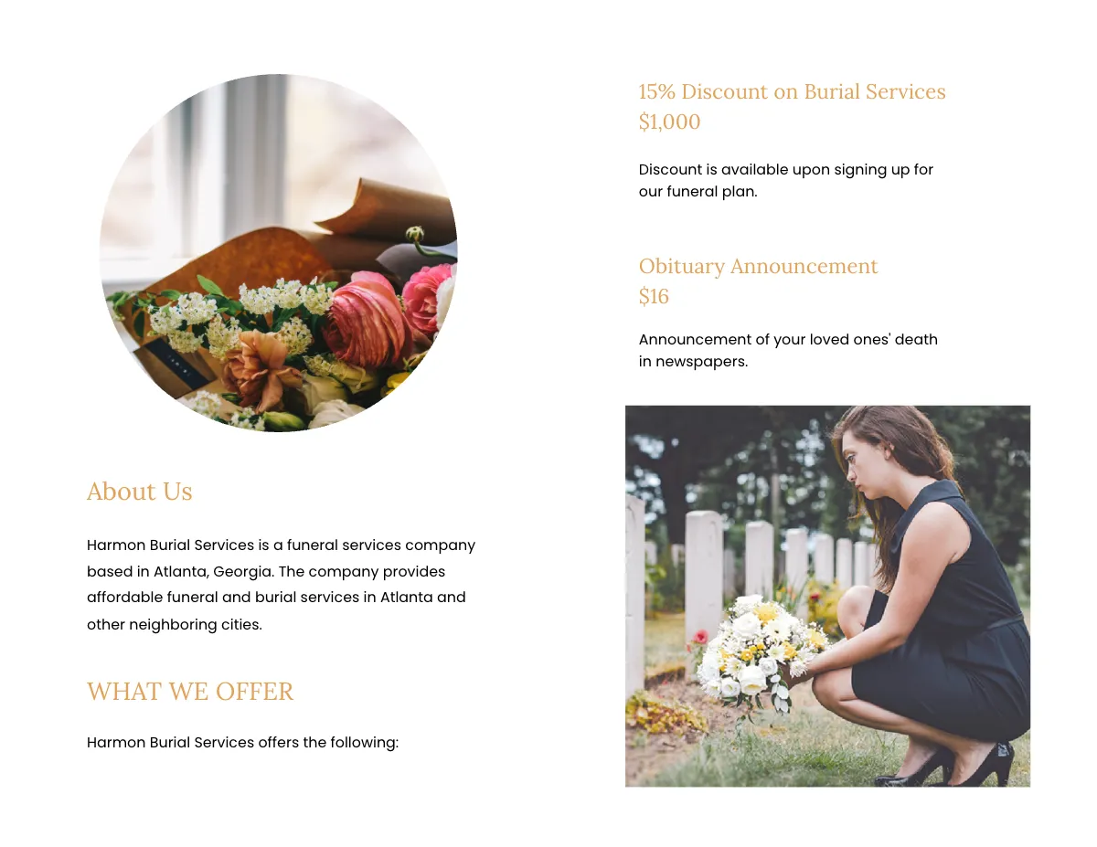 Free Catholic Burial Funeral Bi-Fold Brochure Template to Edit Online