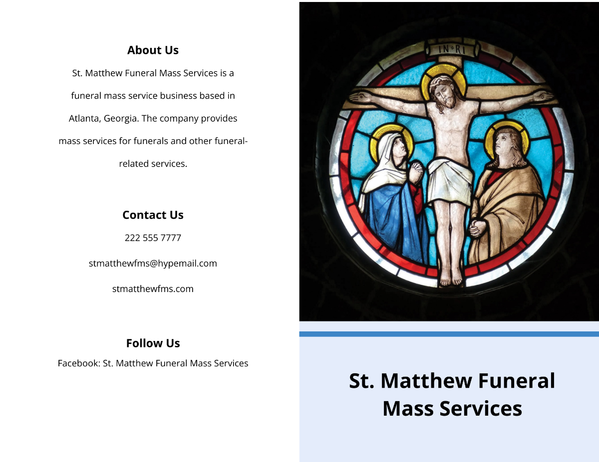 Catholic Funeral Mass Bi-Fold Brochure Template - Edit Online & Download