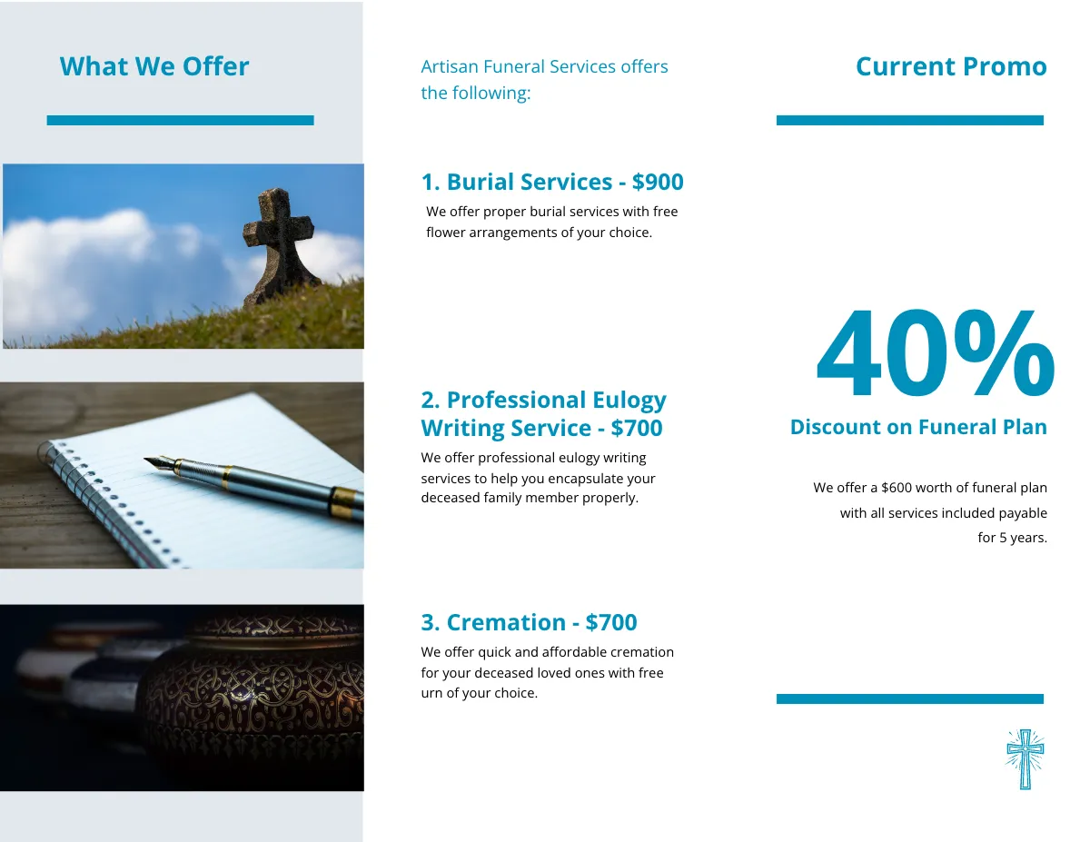 Free Catholic Funeral Mass Tri-fold Brochure Template to Edit Online