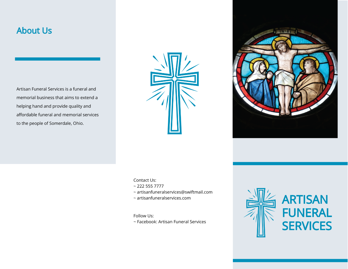 Catholic Funeral Mass Tri-fold Brochure Template