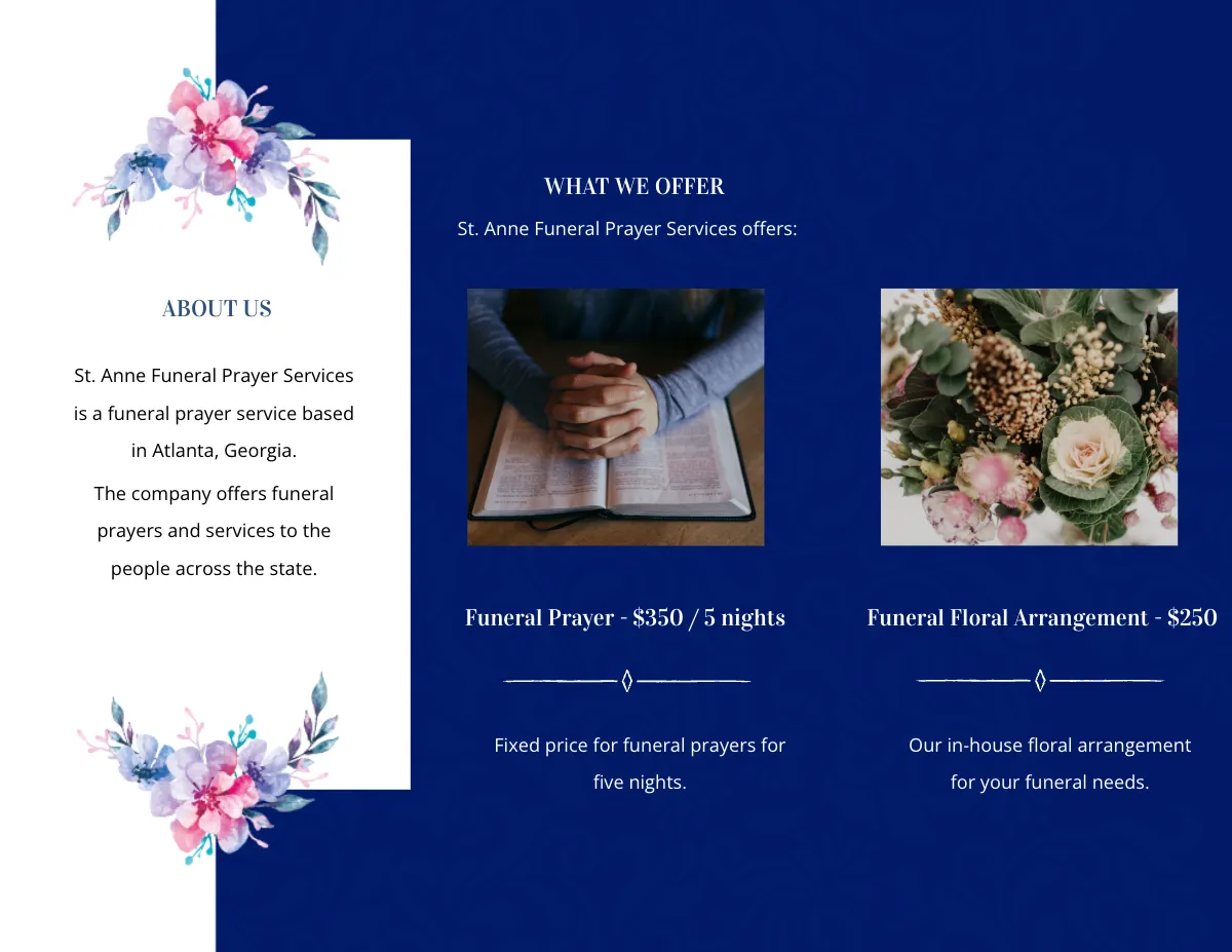 Free Catholic Funeral Prayer Tri-Fold Brochure Template to Edit Online